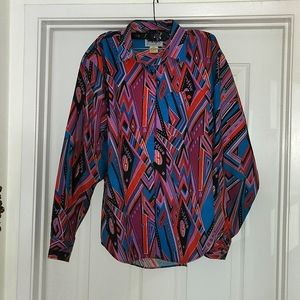 Multi-color Patterned Wrangler Western Shirt Size L